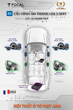 ĐỘ LOA Ô TÔ CAO CẤP-ĐỘ LOA CẤU HÌNH ÂM THANH LOA 3-WAY